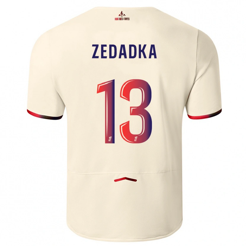 Danxen Män Akim Zedadka #13 Off-White Röd Bortatröja Matchtröjor 2025/26 Tröjor T-Tröja