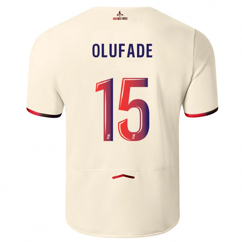 Danxen Män Kingsley Olufade #15 Off-White Röd Bortatröja Matchtröjor 2025/26 Tröjor T-Tröja