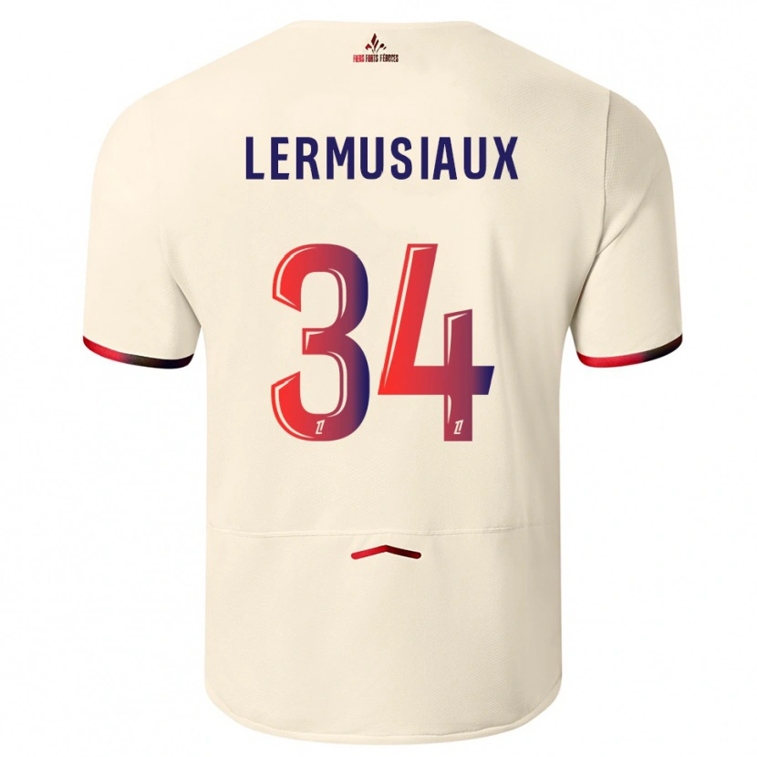Danxen Män Chrystal Lermusiaux #34 Off-White Röd Bortatröja Matchtröjor 2025/26 Tröjor T-Tröja