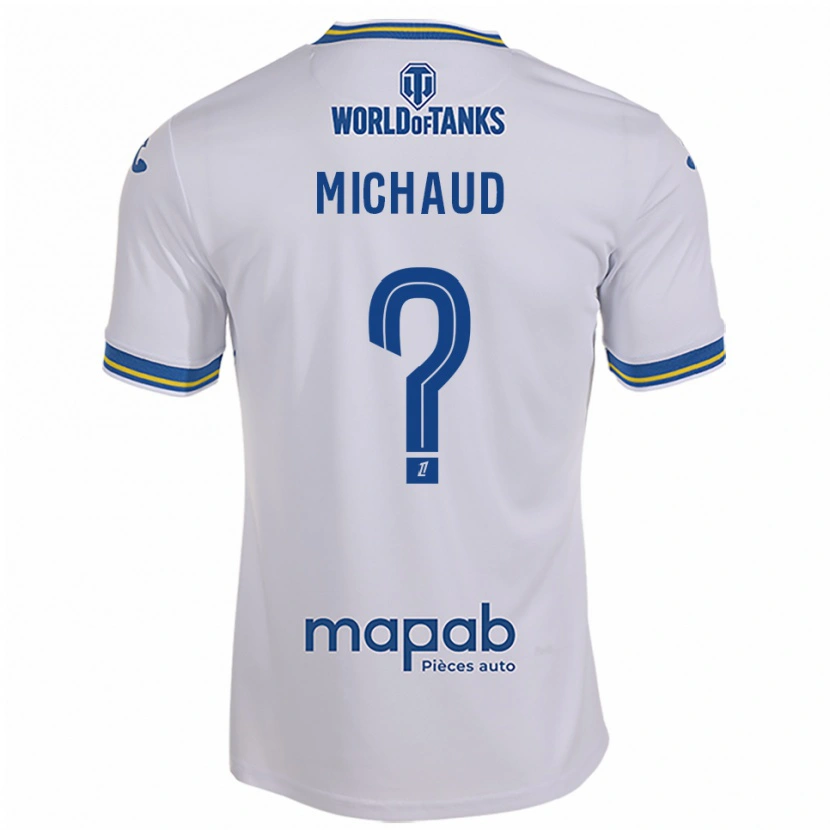 Danxen Män Etan Michaud #0 Vit Himmelsblå Bortatröja Matchtröjor 2025/26 Tröjor T-Tröja