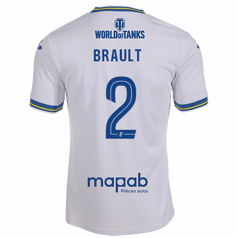 Danxen Män Matis Brault #2 Vit Himmelsblå Bortatröja Matchtröjor 2025/26 Tröjor T-Tröja