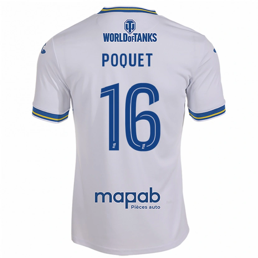 Danxen Män Camille Poquet #16 Vit Himmelsblå Bortatröja Matchtröjor 2025/26 Tröjor T-Tröja