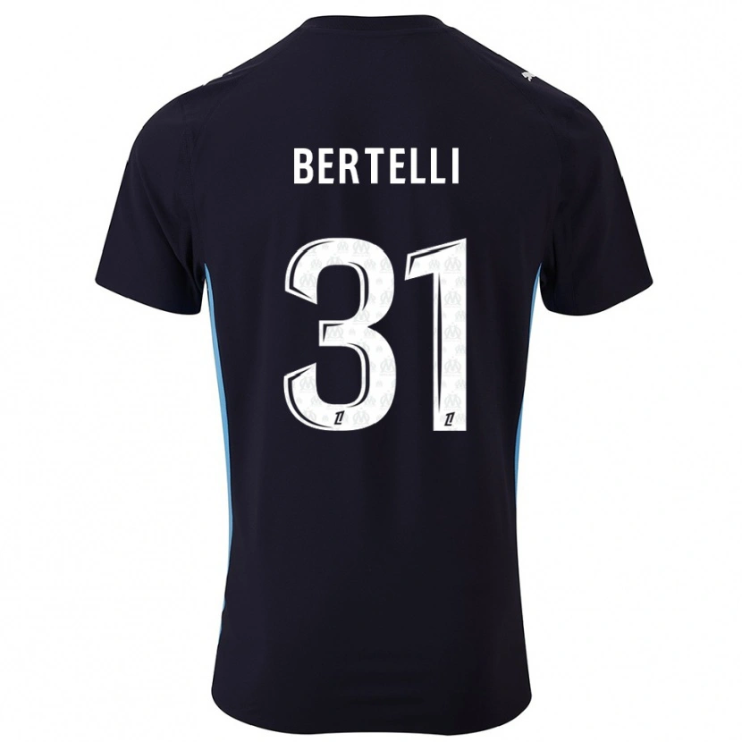 Danxen Män Ugo Bertelli #31 Svart Himmelsblå Bortatröja Matchtröjor 2025/26 Tröjor T-Tröja