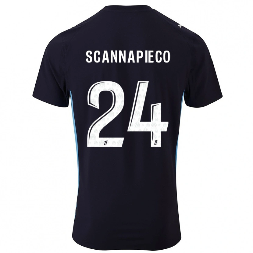 Danxen Män Dona Scannapieco #24 Svart Himmelsblå Bortatröja Matchtröjor 2025/26 Tröjor T-Tröja