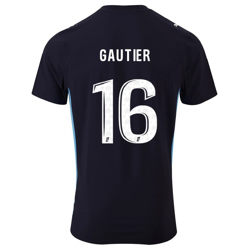 Danxen Män Elisa Gautier #16 Svart Himmelsblå Bortatröja Matchtröjor 2025/26 Tröjor T-Tröja