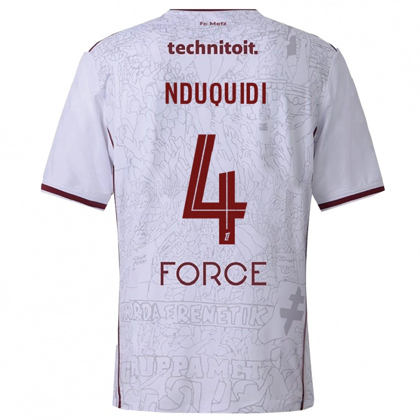 Danxen Män Benjamin Nduquidi #4 Vit Bourgogne Bortatröja Matchtröjor 2025/26 Tröjor T-Tröja