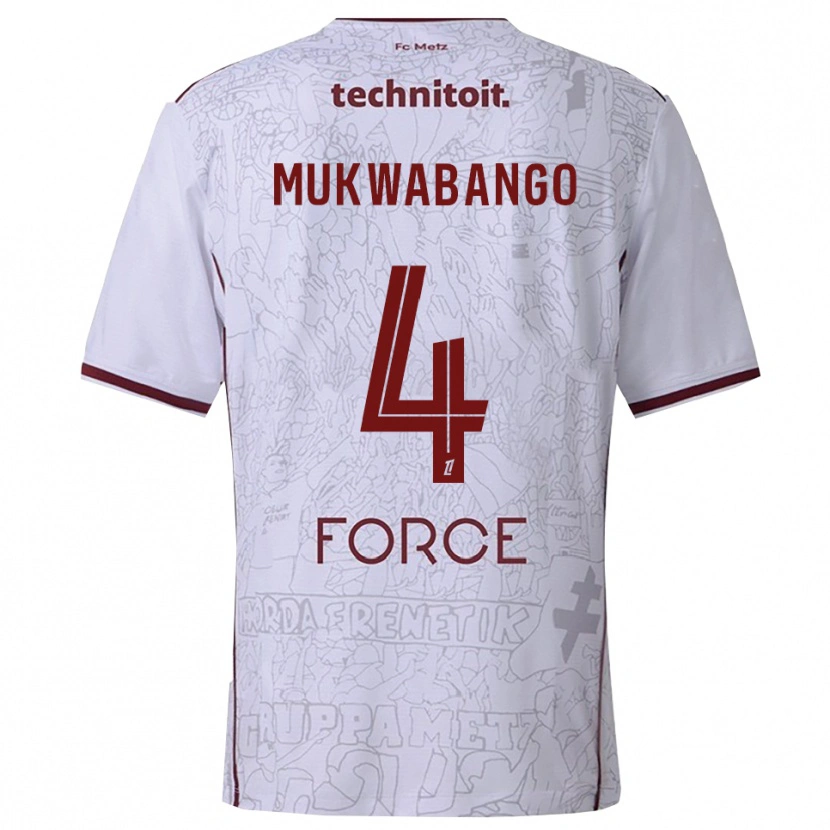 Danxen Män Bénit Mukwabango #4 Vit Bourgogne Bortatröja Matchtröjor 2025/26 Tröjor T-Tröja