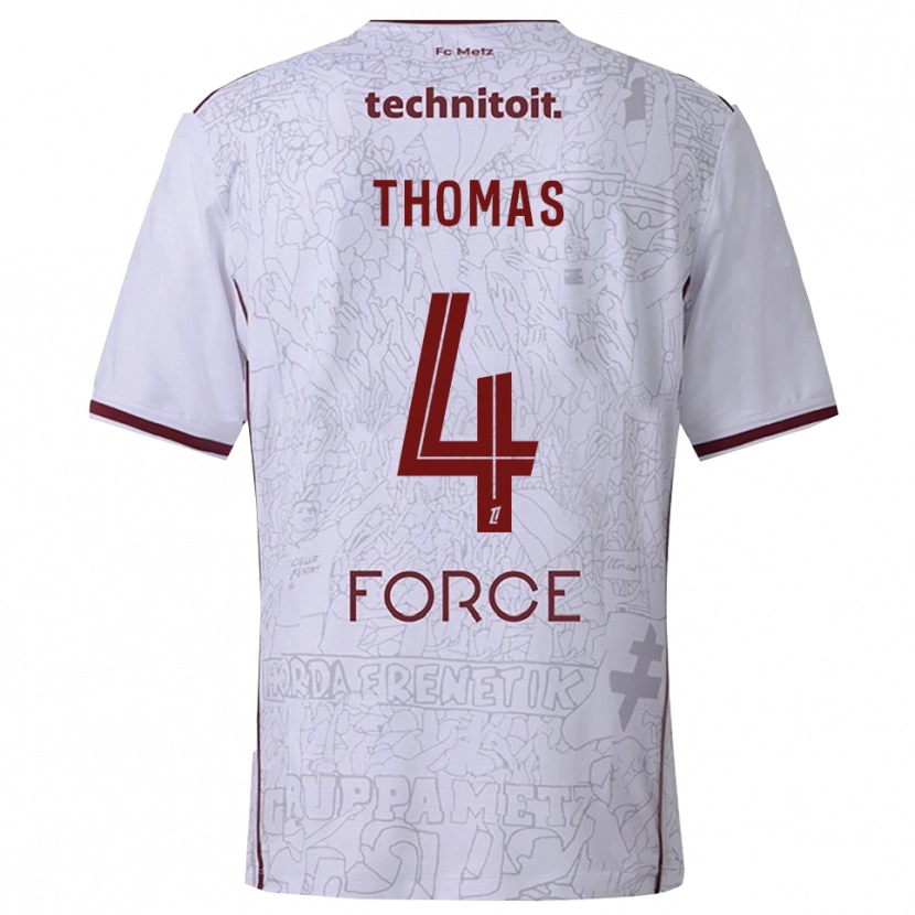 Danxen Män Gabriel Thomas #4 Vit Bourgogne Bortatröja Matchtröjor 2025/26 Tröjor T-Tröja