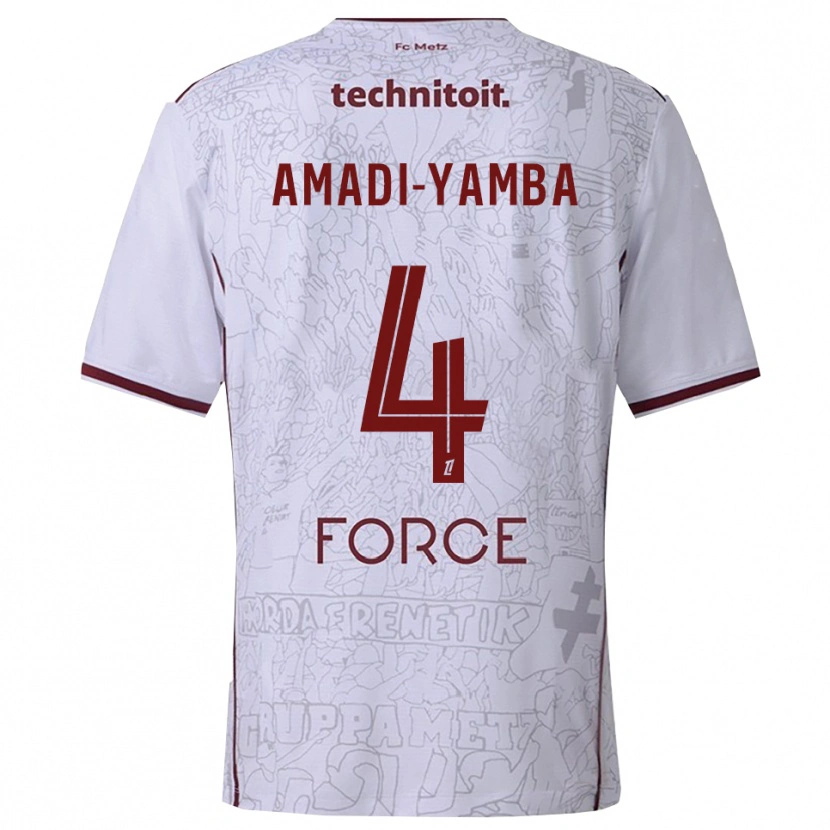 Danxen Män Nelson Amadi-Yamba #4 Vit Bourgogne Bortatröja Matchtröjor 2025/26 Tröjor T-Tröja