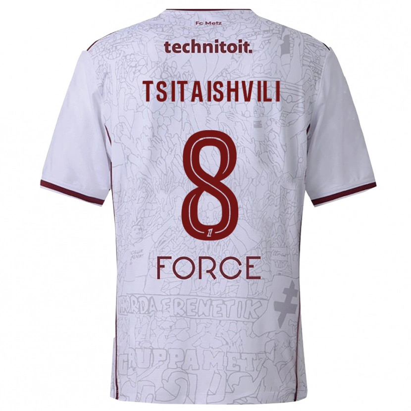 Danxen Män Giorgi Tsitaishvili #8 Vit Bourgogne Bortatröja Matchtröjor 2025/26 Tröjor T-Tröja