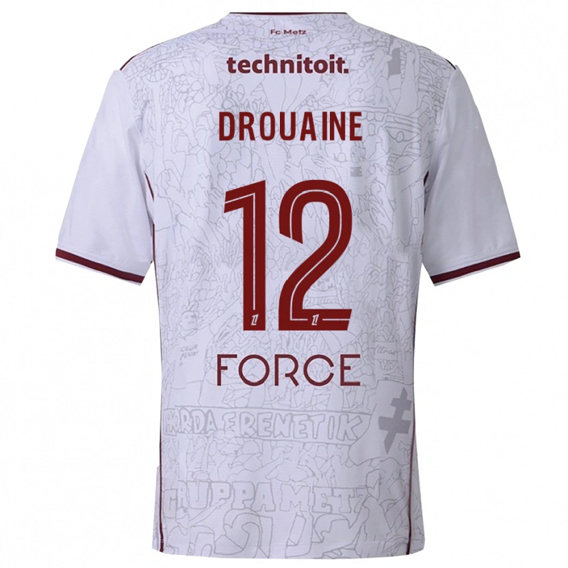 Danxen Män Mathieu Drouaine #12 Vit Bourgogne Bortatröja Matchtröjor 2025/26 Tröjor T-Tröja