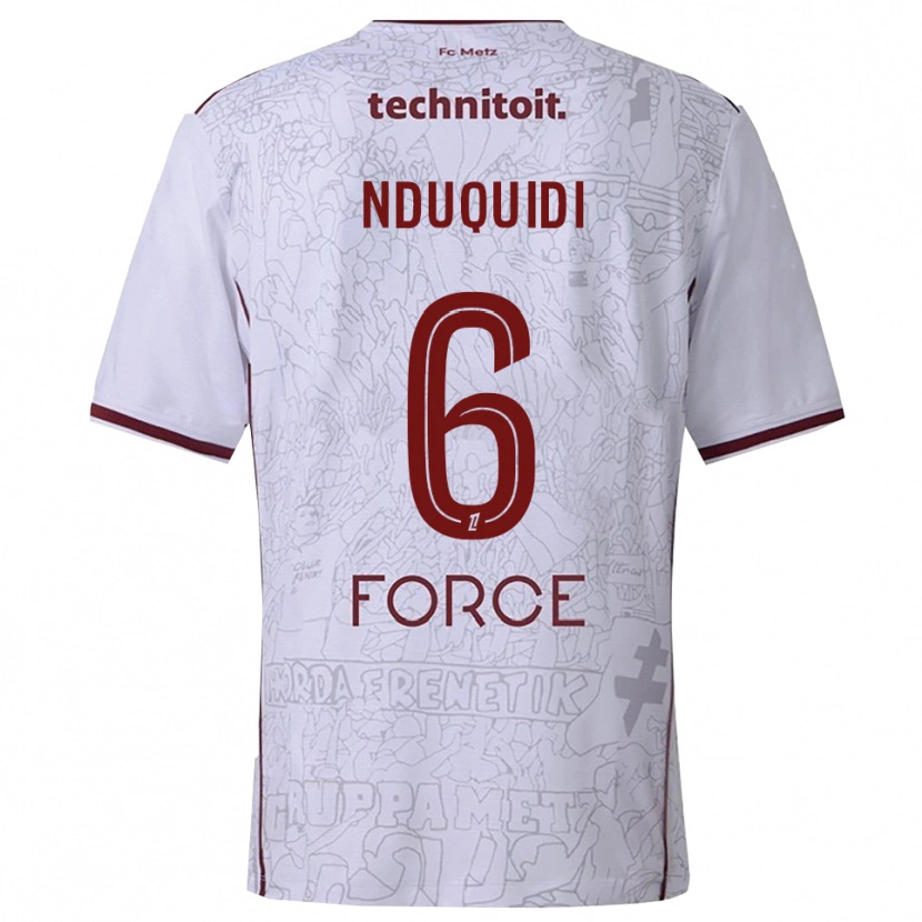 Danxen Män Joseph Nduquidi #6 Vit Bourgogne Bortatröja Matchtröjor 2025/26 Tröjor T-Tröja