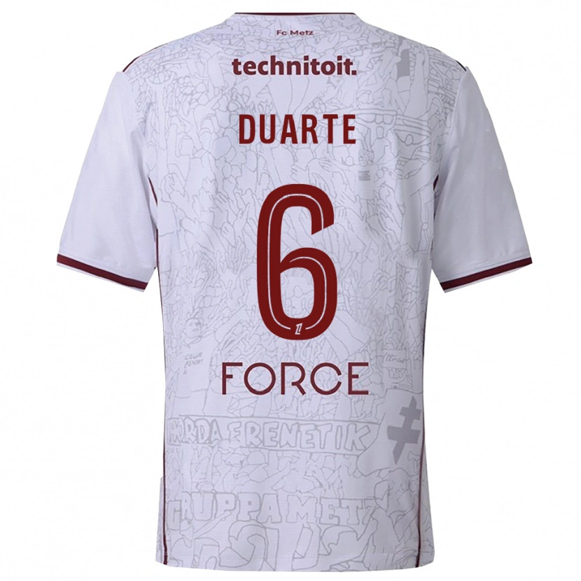 Danxen Män Diego Duarte #6 Vit Bourgogne Bortatröja Matchtröjor 2025/26 Tröjor T-Tröja