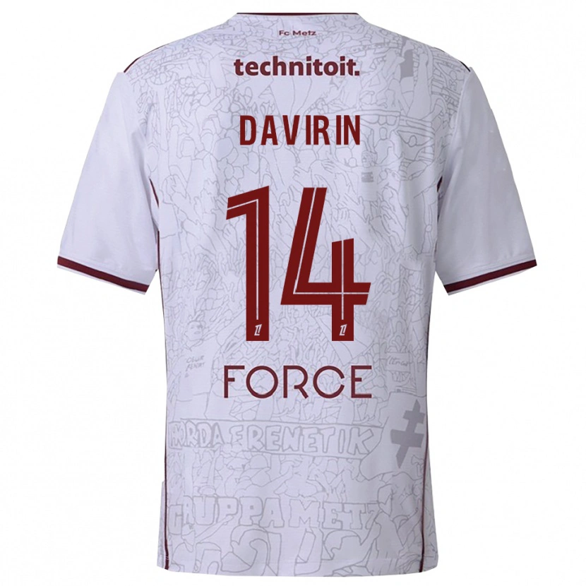 Danxen Män Pierre-Alexandre Davirin #14 Vit Bourgogne Bortatröja Matchtröjor 2025/26 Tröjor T-Tröja