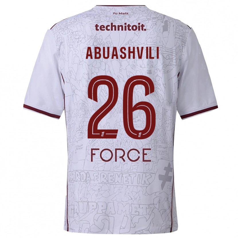 Danxen Män Giorgi Abuashvili #26 Vit Bourgogne Bortatröja Matchtröjor 2025/26 Tröjor T-Tröja