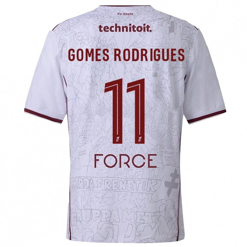 Danxen Män Jess Gomes Rodrigues #11 Vit Bourgogne Bortatröja Matchtröjor 2025/26 Tröjor T-Tröja