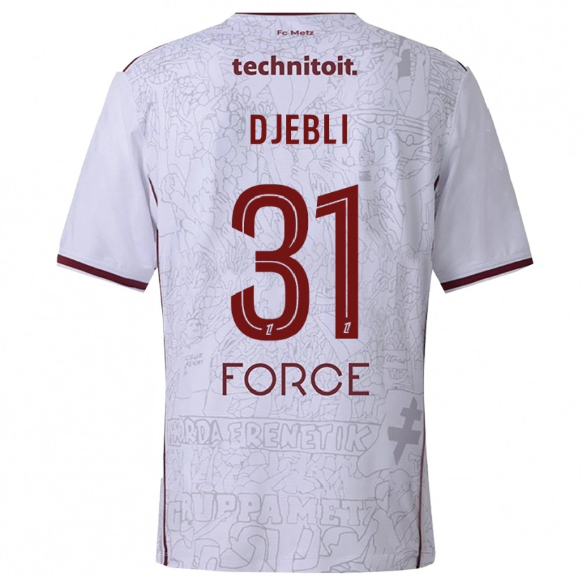 Danxen Män Assia Djebli #31 Vit Bourgogne Bortatröja Matchtröjor 2025/26 Tröjor T-Tröja