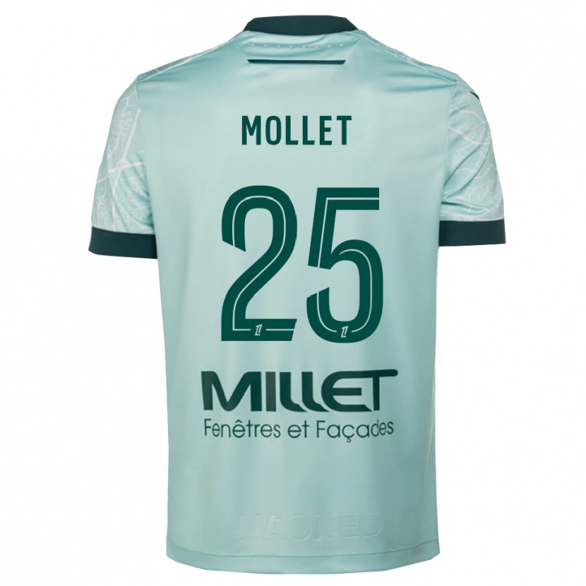 Danxen Män Florent Mollet #25 Grön Vit Bortatröja Matchtröjor 2025/26 Tröjor T-Tröja