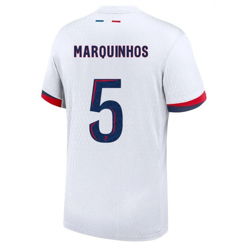 Danxen Män Marquinhos #5 Vit Röd Bortatröja Matchtröjor 2025/26 Tröjor T-Tröja