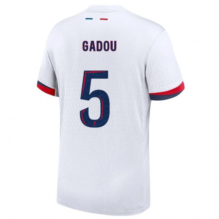 Danxen Män Joane Gadou #5 Vit Röd Bortatröja Matchtröjor 2025/26 Tröjor T-Tröja