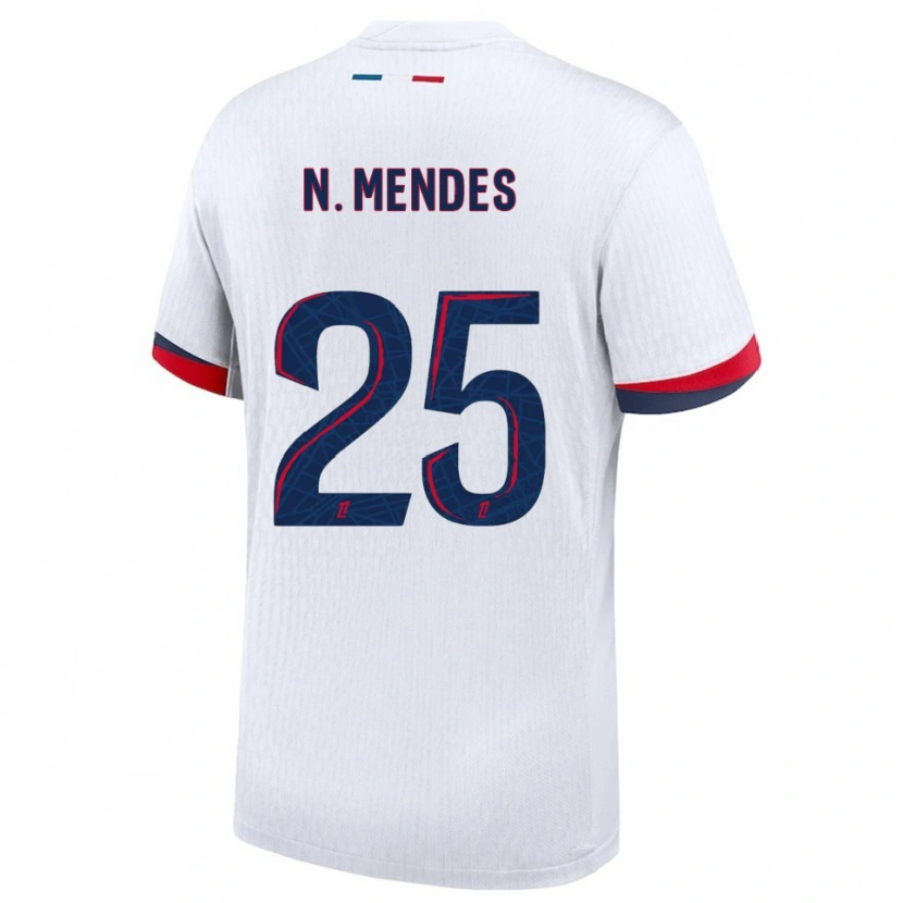 Danxen Män Nuno Mendes #25 Vit Röd Bortatröja Matchtröjor 2025/26 Tröjor T-Tröja
