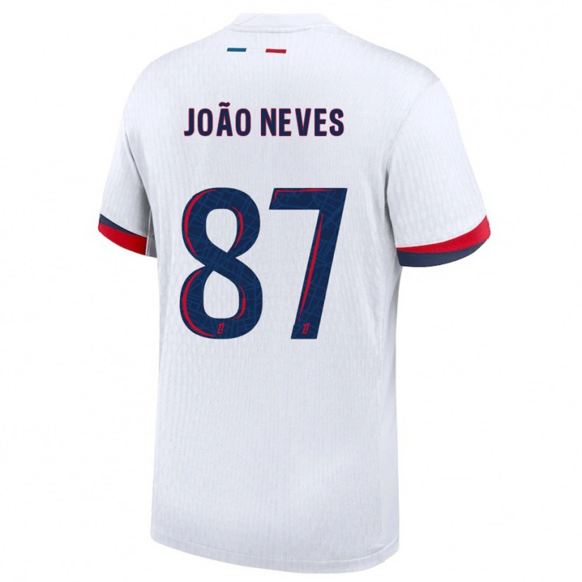 Danxen Män João Neves #87 Vit Röd Bortatröja Matchtröjor 2025/26 Tröjor T-Tröja