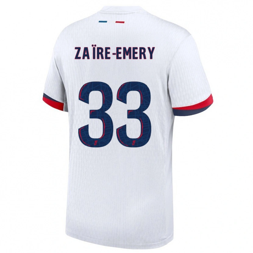 Danxen Män Warren Zaïre-Emery #33 Vit Röd Bortatröja Matchtröjor 2025/26 Tröjor T-Tröja