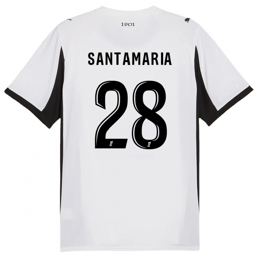 Danxen Män Baptiste Santamaria #28 Vit Svart Bortatröja Matchtröjor 2025/26 Tröjor T-Tröja