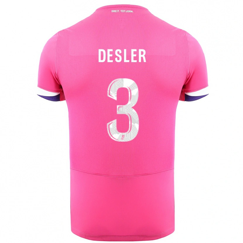 Danxen Män Mikkel Desler #3 Rosa Vit Bortatröja Matchtröjor 2025/26 Tröjor T-Tröja