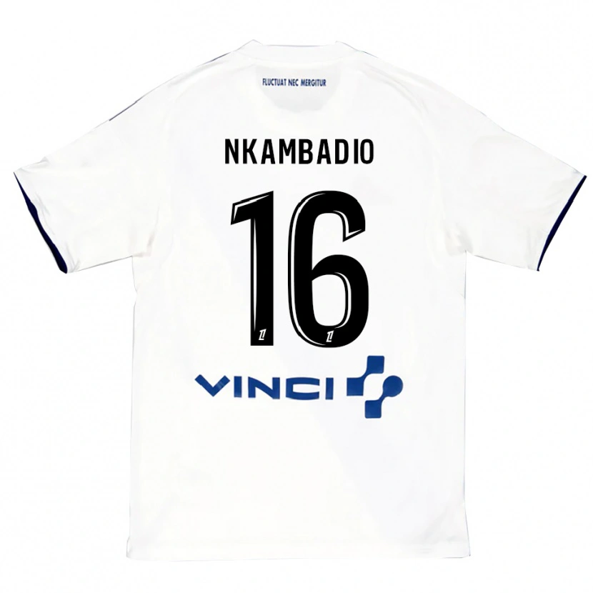 Danxen Män Obed Nkambadio #16 Vit Blå Bortatröja Matchtröjor 2025/26 Tröjor T-Tröja