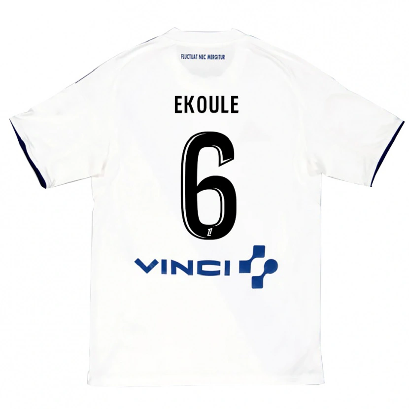 Danxen Män Lionel Ekoule #6 Vit Blå Bortatröja Matchtröjor 2025/26 Tröjor T-Tröja