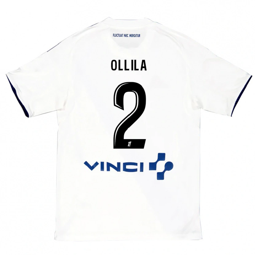 Danxen Män Tuomas Ollila #2 Vit Blå Bortatröja Matchtröjor 2025/26 Tröjor T-Tröja