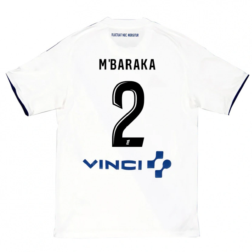 Danxen Män Abdallah M'baraka #2 Vit Blå Bortatröja Matchtröjor 2025/26 Tröjor T-Tröja