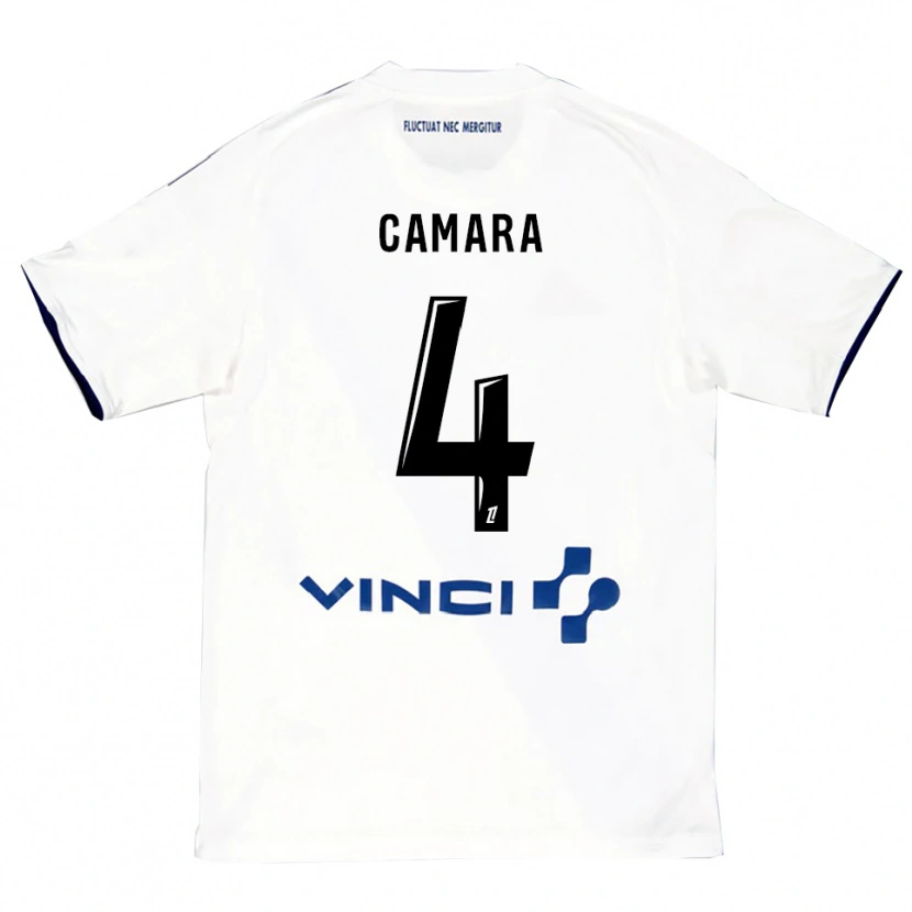 Danxen Män Alseny Camara #4 Vit Blå Bortatröja Matchtröjor 2025/26 Tröjor T-Tröja