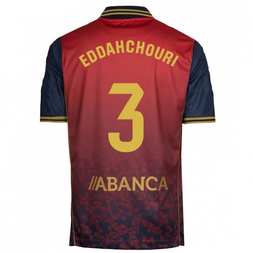 Danxen Män Zakaria Eddahchouri #3 Röd Marinblå Bortatröja Matchtröjor 2025/26 Tröjor T-Tröja