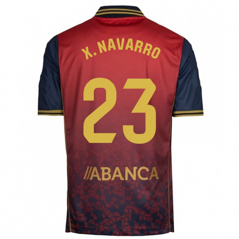 Danxen Män Ximo Navarro #23 Röd Marinblå Bortatröja Matchtröjor 2025/26 Tröjor T-Tröja