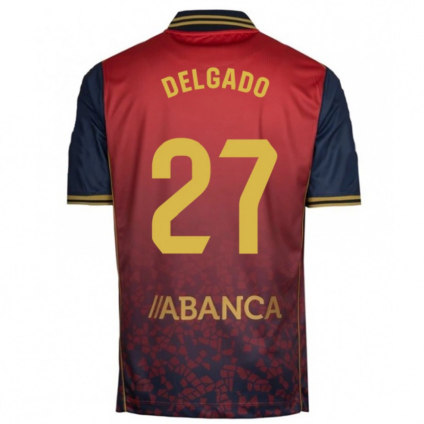 Danxen Män Álex Delgado #27 Röd Marinblå Bortatröja Matchtröjor 2025/26 Tröjor T-Tröja