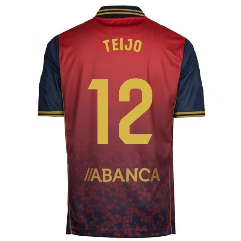 Danxen Män Quique Teijo #12 Röd Marinblå Bortatröja Matchtröjor 2025/26 Tröjor T-Tröja