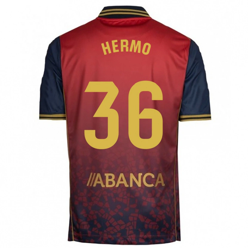 Danxen Män Mario Hermo #36 Röd Marinblå Bortatröja Matchtröjor 2025/26 Tröjor T-Tröja