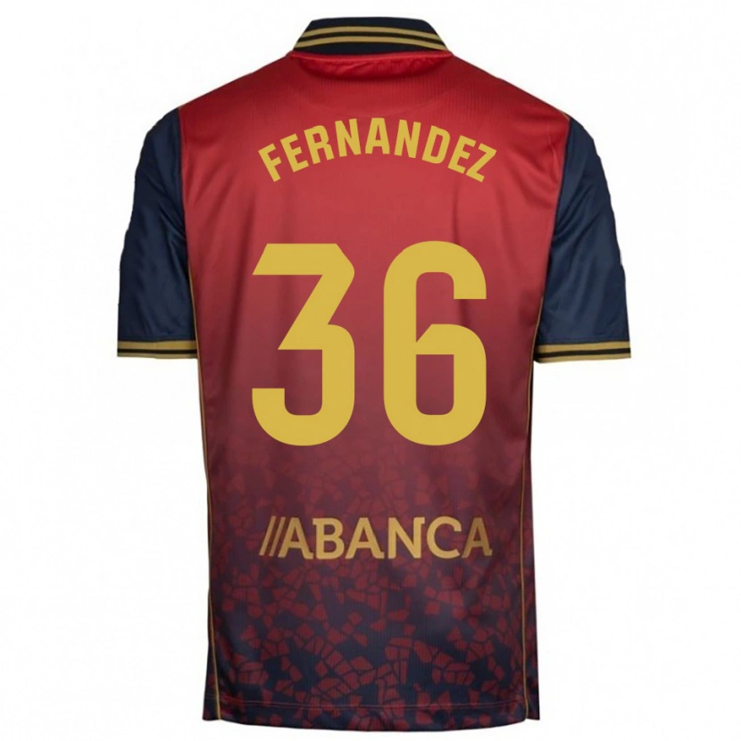 Danxen Män Rubén Fernández #36 Röd Marinblå Bortatröja Matchtröjor 2025/26 Tröjor T-Tröja