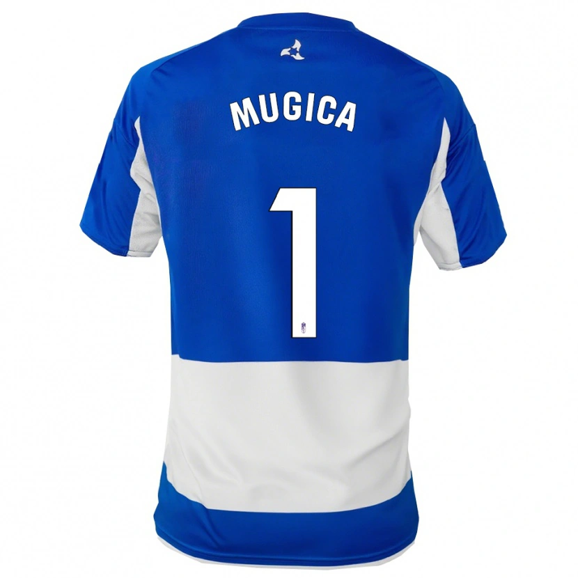 Danxen Män Juan Múgica #1 Blå Vit Bortatröja Matchtröjor 2025/26 Tröjor T-Tröja