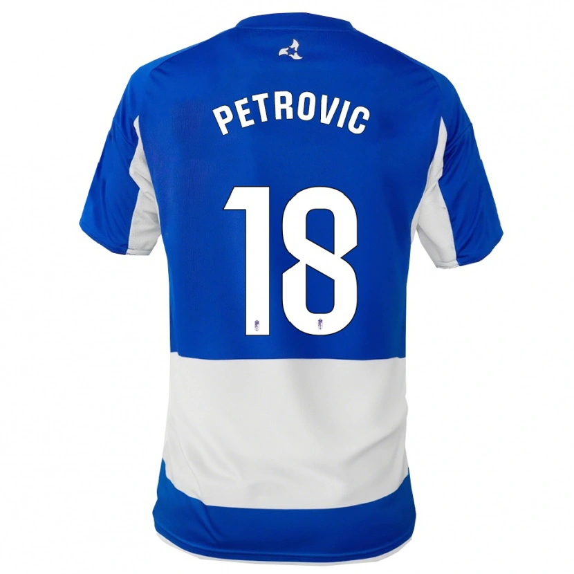 Danxen Män Njegos Petrovic #18 Blå Vit Bortatröja Matchtröjor 2025/26 Tröjor T-Tröja