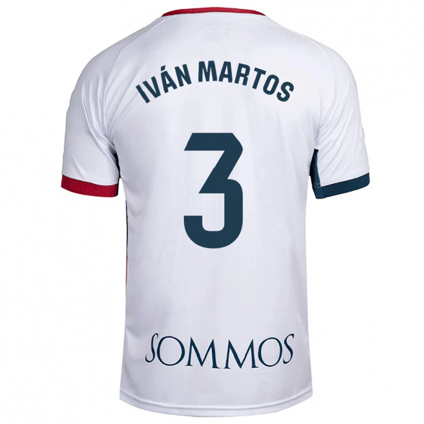 Danxen Män Iván Martos #3 Vit Röd Bortatröja Matchtröjor 2025/26 Tröjor T-Tröja