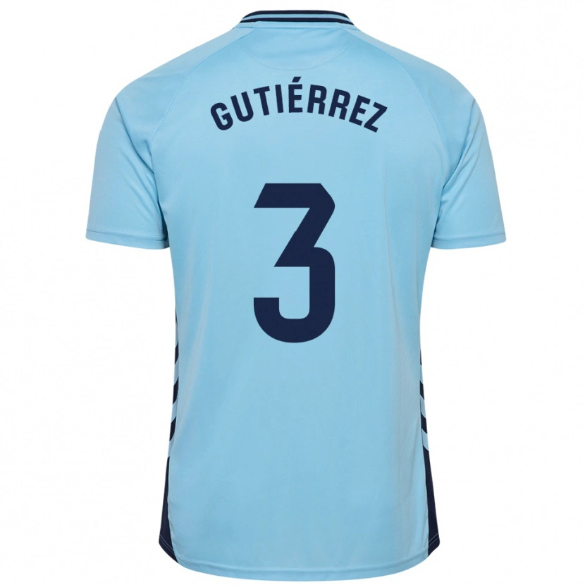 Danxen Män Cristian Gutiérrez #3 Himmelsblå Bortatröja Matchtröjor 2025/26 Tröjor T-Tröja
