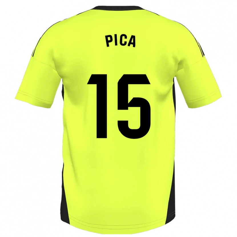 Danxen Män Adrián Pica #15 Fluorescerande Gul Bortatröja Matchtröjor 2025/26 Tröjor T-Tröja