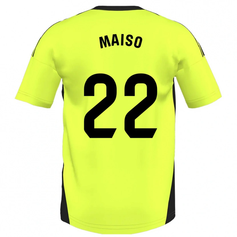 Danxen Män Álvaro Maiso #22 Fluorescerande Gul Bortatröja Matchtröjor 2025/26 Tröjor T-Tröja