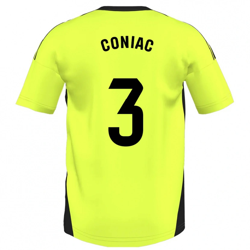 Danxen Män Edu Coniac #3 Fluorescerande Gul Bortatröja Matchtröjor 2025/26 Tröjor T-Tröja