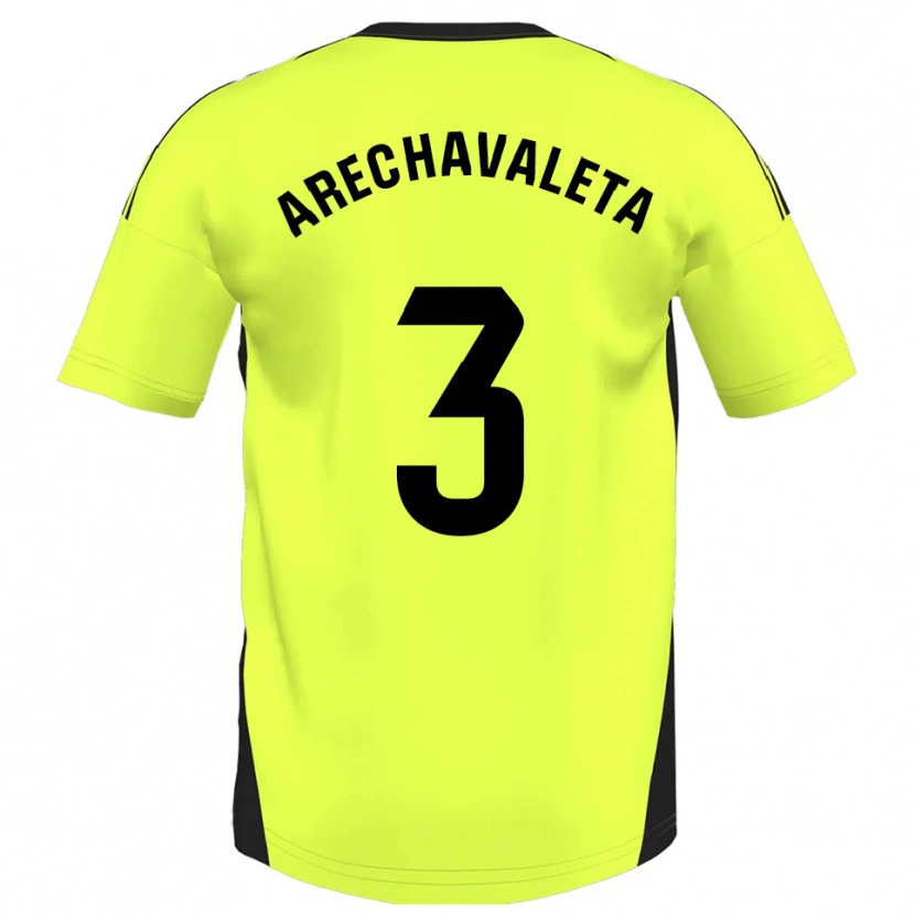 Danxen Män Jorge Arechavaleta #3 Fluorescerande Gul Bortatröja Matchtröjor 2025/26 Tröjor T-Tröja