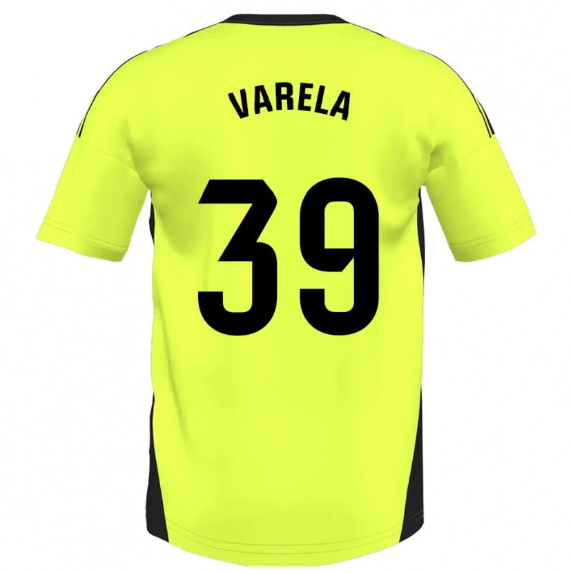 Danxen Män Iker Varela #39 Fluorescerande Gul Bortatröja Matchtröjor 2025/26 Tröjor T-Tröja