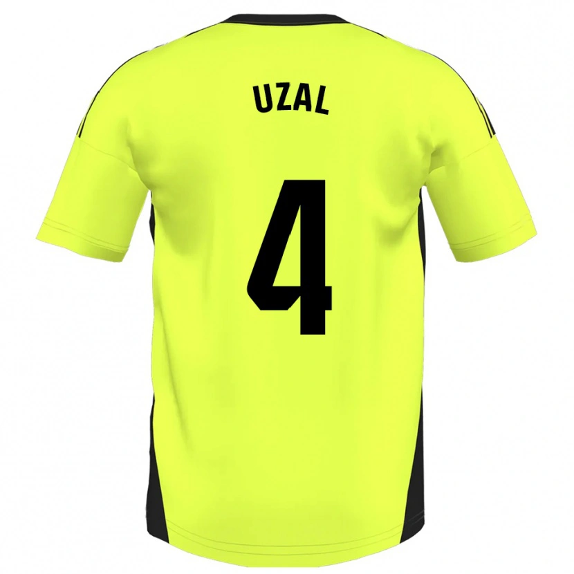 Danxen Män Yeray Uzal #4 Fluorescerande Gul Bortatröja Matchtröjor 2025/26 Tröjor T-Tröja